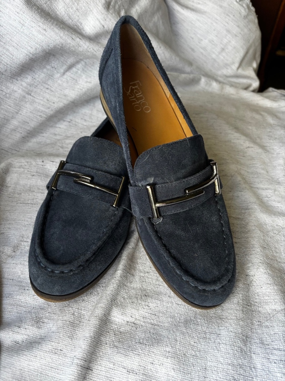 Franco Sarto Women's Baylor Slip-On Loafer Blue Suede